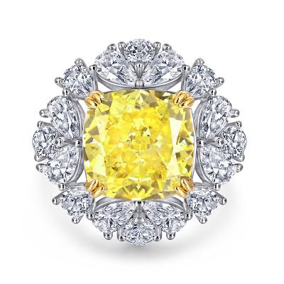 China XIXIA Romantic Custom Fashion Fine Jewelry 925 Sterling Silver Yellow Women Wedding Ring Luxury Diamond Zircon Engagement Ring For for sale