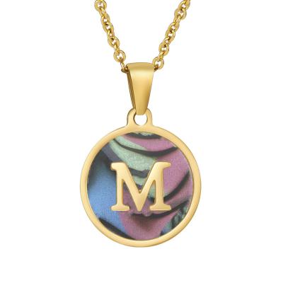 China Fashionable Wholesale Custom Jewelry XIXIA Colorful Shell Letter Necklace Stainless Steel Initial Pendant Necklace For Women for sale