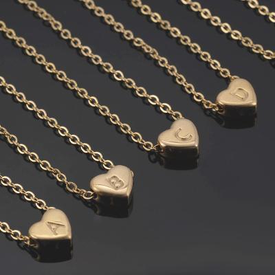 China SAIMELY Fashion Jewelry 26 Words Necklace Stainless Steel Heart Trendy Wholesale Custom Initial Letter Pendant Necklace For Women for sale