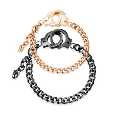 China Wholesale Punk Links Custom Titanium Fashion Jewelry XIXIA Steel Chain Bracelet Handcuffs Stainless Steel Bracelet For Couples for sale