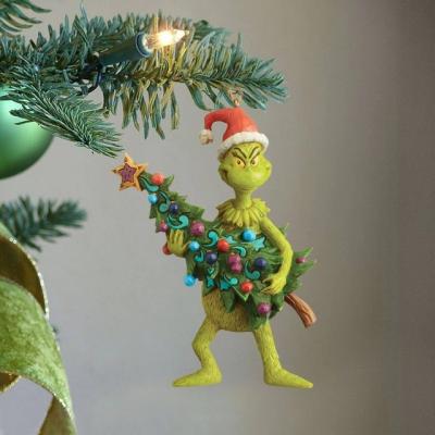 China 2022 Grinch Christmas Tree Hanging Figurine Christmas Ornament Funny Home Decor Tree Ornament for sale