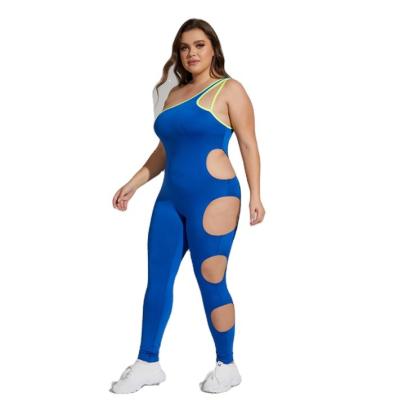 China Hollow workout QUICK DRY casual solid bodycon sports sleeveless fitness one piece plus size yoga jumpsuit playsuits for women 2021 for sale