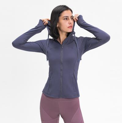 China 2021 Breathable New Custom Design Yoga Long Sleeve Top Gym Wear Yoga Jacket Active One Piece Hoodies With Zipper For Women for sale