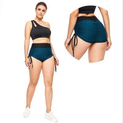 China Anti-Wrinkle Clothing High Waist Quick Dry Plus Size Yoga Jacquard Bubble Butt Shorts Pants Crac! crack! for the female for sale