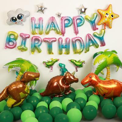 China Hot Selling Disposable Forest Dinosaur Tropical Forest Theme Foil Balloon Set Birthday Party Decoration for sale