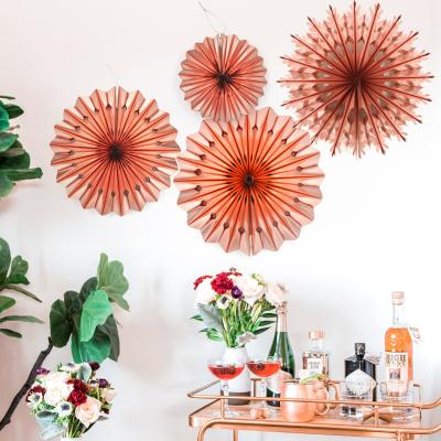 China Disposable Best Selling Holiday Party Decoration Supplies Fan Background Hollow Paper Ornaments for sale