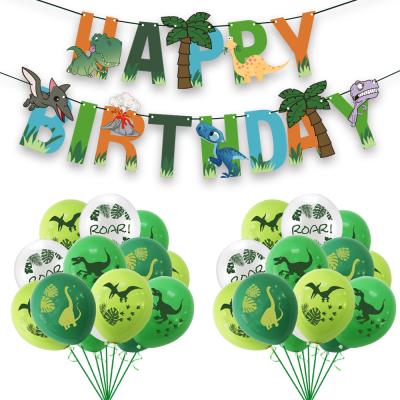 China Disposable Dinosaur Theme Party Decoration Cartoon Latex Balloon Happy Birthday Background Set for sale