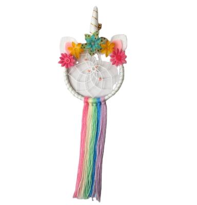 China Nordic Feather Unicorn China Style Wind Chime Girl Heart Hanging Dream Lace Home Decoration for sale