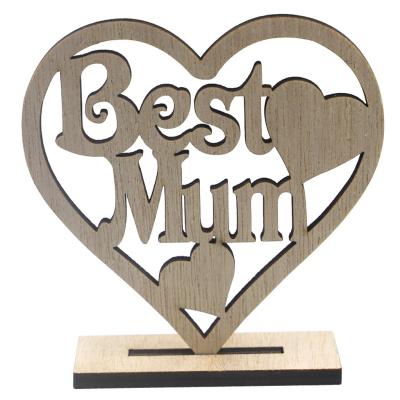 China China Customized Happy Love Mother's Day Hollow Letters Carving Wooden Craft Gift Ornaments for sale