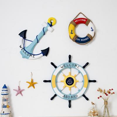 China New Selling Europe Boat Nautical Wooden Wheel Wall Hanging Decorative Wooden Steering Wheel for sale