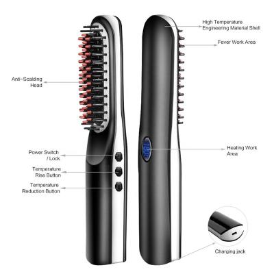 China Professional Safety Men Styer Straightener Brushes Comb Volumize Hair Flat Iron Fast Hair Styler Tools Beard Hair Straightener for sale