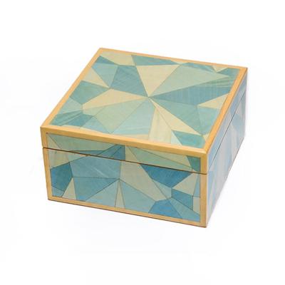 China Full Color High Glossy Lacquer Recyclable Exquisite Irregular Splicing Wooden Storage Box for sale