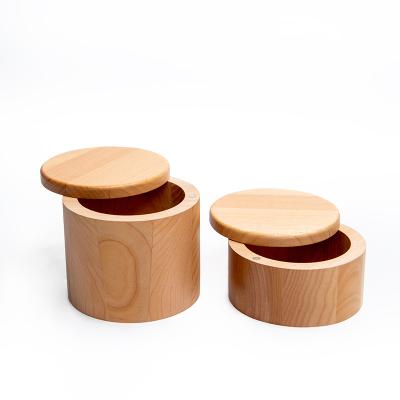 China Sustainable Premium Wooden Round Spice Box Custom Boxes Wood Spice Packaging Box for sale