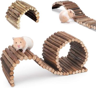 China Hamster Bridge Chew Bendable Toy Long Climbing Ladder Wooden Arch Ladder Viable Natural Rodents For Guinea Hamster for sale