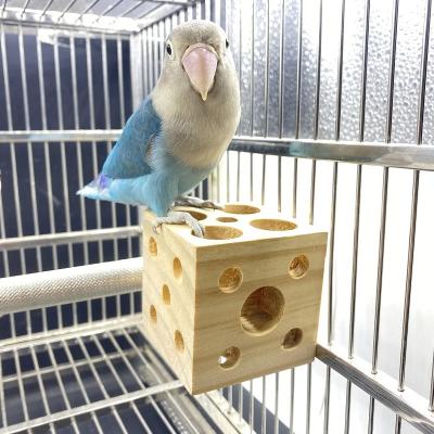 China Viable Bird Wooden Block Chewing Toy Parrot Tabletop Puzzle Foraging Training Toys Small Animals Shredding Sharp Wooden Teething Toy for sale