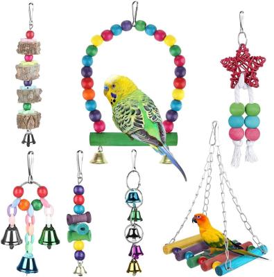 China Viable Three Parrot Toy Peony Xuanfeng Swing Rings Sharp Colorful Bird Toy Bell Scale 7 Piece Colorful Set for sale