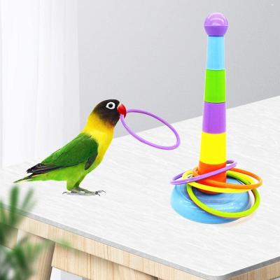 China Viable Bird Chew Toy Mini Playground Colorful Rings Parrots Platform Olive Toy IQ Training Development for sale