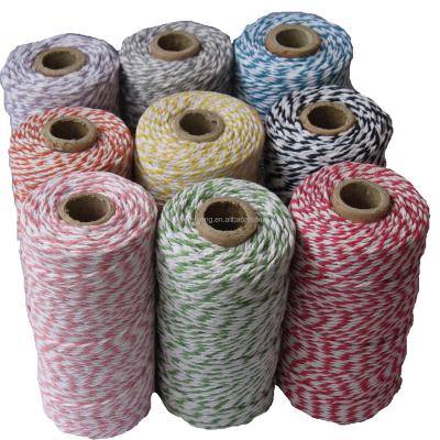 China Gift Wrapping Cotton Bakers Twist Twine 100Y Red And White Durable Wrapping Rope For Gardening for sale