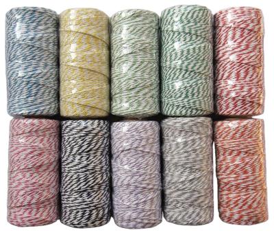 China DIY Decoration 2MM 100M Bakers Cotton Twine Spool, Colorful Cotton Twine For Gift Wrapping for sale