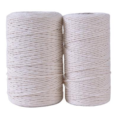 China Viable Natural Color 1MM 3 Strand Twisted Cotton Twist 100m 200m Spool Wrapping, Cotton Macrame Twine for sale