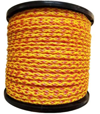 China 8 strand swing 8mm yellow red pe hollow braid rope, ski braided pe polyethylene rope for sale