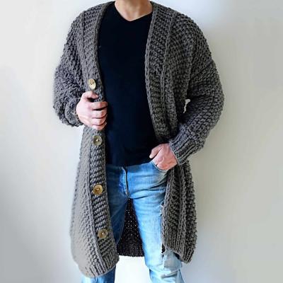 China wholesale Anti-wrinkle men's coat cardigan knitwear long sleeved loose autumn winter sweater cardigan sweater for men's long cardigan for sale