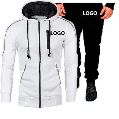 China 2021 Custom Anti-wrinkle Men's Logo Trotter Cropped Sweatshirt Hoodies Zipper Sweatpants Two Piece Sets for sale