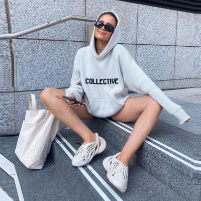 China 2021 Women's Hoodies Sweater Women Autumn Winter Knit Anti-wrinkle Long Sleeves Letter Sweatshirt for sale