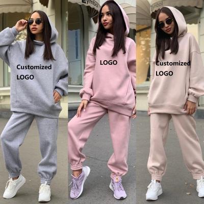 China 2021 Autumn Winter Women's Hoodie Two Piece Sets QUICK DRY Oversized Sweatpants Women's Suits for sale