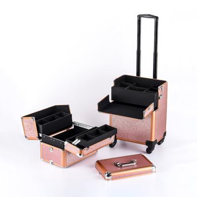 China Cosmetic Storage Trolley Aluminum Makeup Beauty Case for sale