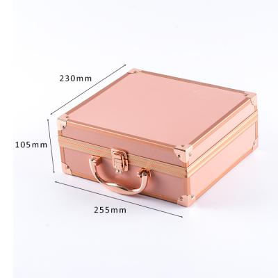 China Hot Selling Fashoion Rose Gold Train Shell Makeup Hard Case With Lights for sale