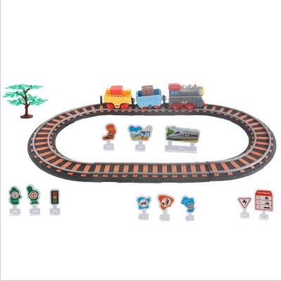 China Construction Toy Electric Locomotive Rail Car With Sound Effect Children's Toy Assembled Car for sale