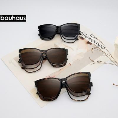 China X3185 Polarized Ultem Sunglasses Bauhaus Hot Sale Butterfly Framed Glasses With Clip On for sale