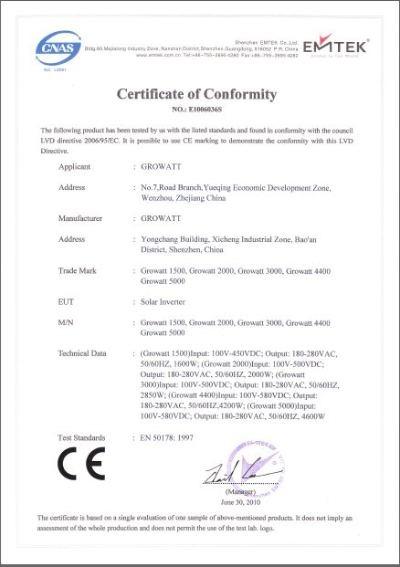 CE - Shenzhen Growatt New Energy Co., Limited