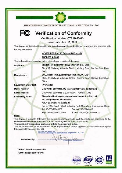 FCC - Shenzhen Growatt New Energy Co., Limited