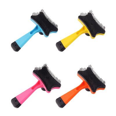 China Hot Selling Amazon Small Animals Pet Brush For Dogs Dog Grooming Slicker Brush Dog Grooming Brush With Self Cleaning Button for sale