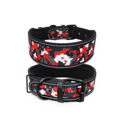 China Military Style Dog Collars Metal Buckle Quick Release Adjustable Reflective Wide Heavy Duty Military Dog Collars for sale