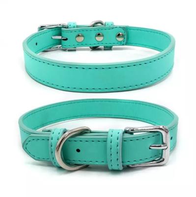 China Luxury Dogs PU Leather Pet Collar Custom Colors Waterproof Classic Vegan Soft Padded Genuine Leather Dog Collar for sale