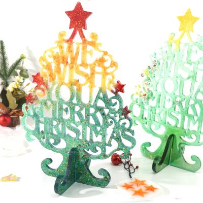 China W061 DIY Epoxy Resin Silicone Mold Creative Christmas Tree Ornament Stocked Pendent Mold for sale