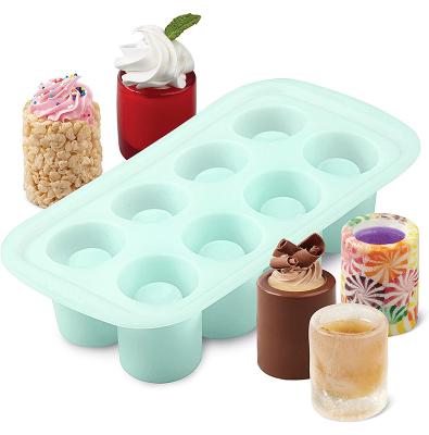 China 0985 8 Hole Viable Cylindrical Glass Ice Cup Chocolate Mold DIY Cake Decorating Candle Silicone Mold for sale