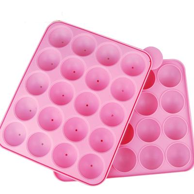 China Viable Silicone Cake Spherical Cake Tool DIY 0662 20 Hole Chocolate Baking Mold With Round Stick Lollipop Mold for sale