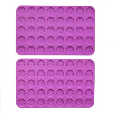 China 0192 DIY Crystal Epoxy Round Alphanumeric Single Double Hole Creative Shiny Letter Earrings Viable Silicone Pendant Mold for sale