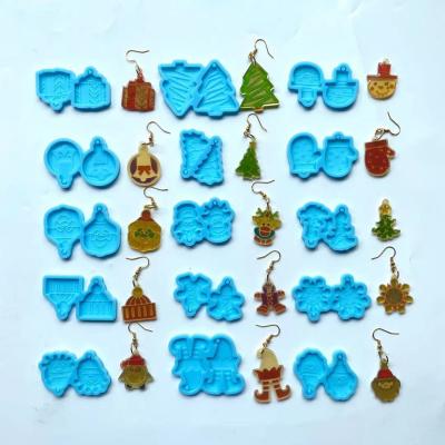 China 0271 Christmas DIY Series Resin Crystal Epoxy Silicone Pendant Mold Various Stud Earrings Viable Combination for sale