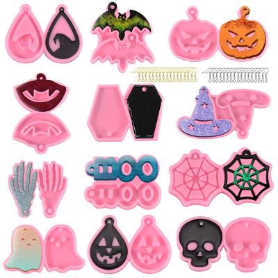 China 0628 Series DIY Halloween Silicone Fondant Mold Bone Pumpkin Viable Human Ghost Earring Pendant Mold for sale