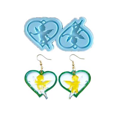 China W075 DIY Valentine's Day Heart Silicone Mold Earrings Resin Stocked Head Chain Mold for sale