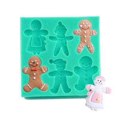 China 0290 Sustainable Christmas Gingerbread Man Fondant Cake Silicone Mold Fondant Tool Ginger Man Chocolate Baking DIY Cake Mold for sale