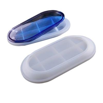 China Contemporary 048 Crystal Epoxy Resin Mold Diy Flat Bottom Dish Silicone Oval Dish for sale