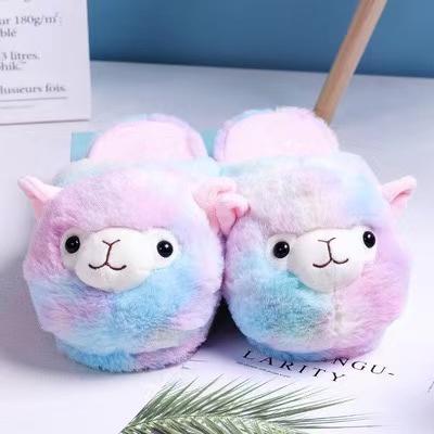 China Animal Lovely Alpaca Toy Plush Comfortable Plush Slippers Indoor Soft Slipper for sale