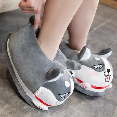 China Wholesale Plush Toy Winter Medium Size Plush Dog Indoor Slippers For Women for sale