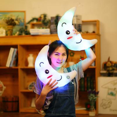 China 35*15CM Plush Toy Luminous Led Moon Plush Light Up Moon Toy for sale